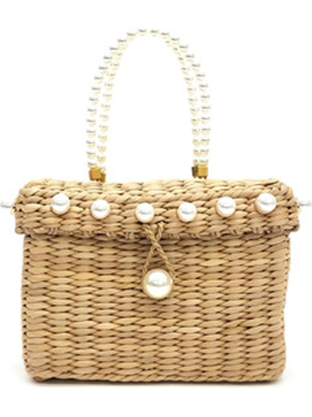 BTB Los Angeles Peggy Woven Corn Husk Top Handle Basket Bag